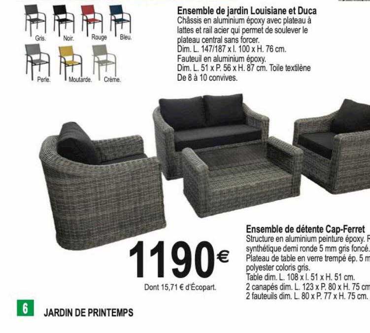 ensemble de jardin louisiane et duca, ensemble de détente cap-ferret