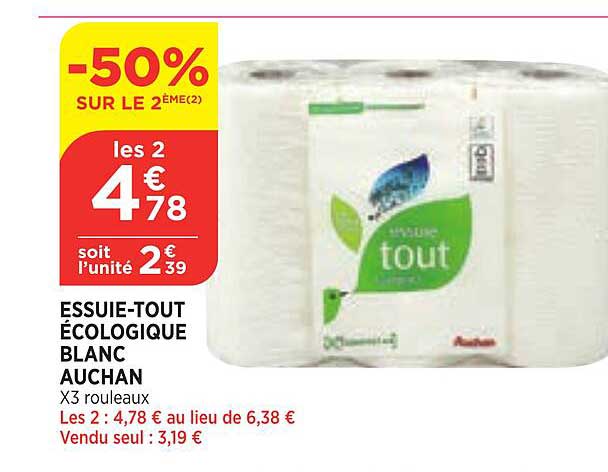 essuie-tout écologique blanc auchan