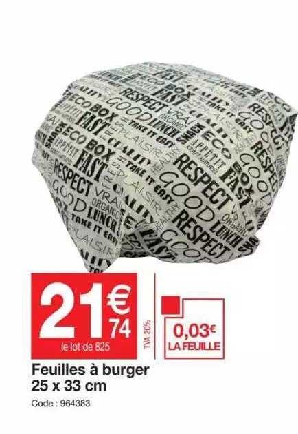 Feuilles à Burger 25 X 33 Cm