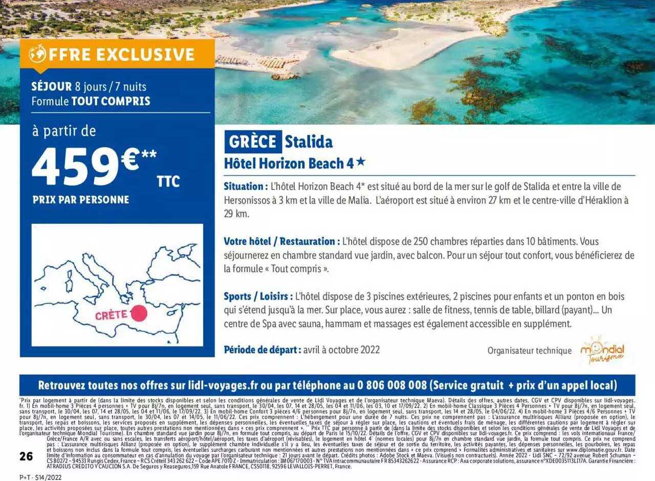 grèce : stalida, hôtel horizon beach 4*