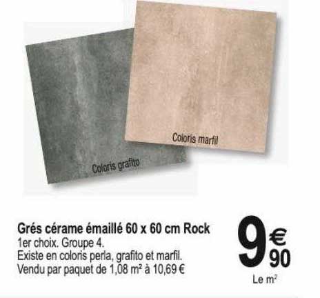 grés cérame émaillé 60 x 60 cm rock