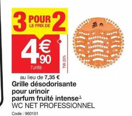 grille désodorisante pour urinoir parfum fruité intense wc net professionnel