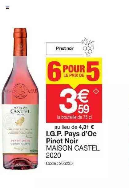 i.g.p. pays d'oc pinot noir maison castel 2020