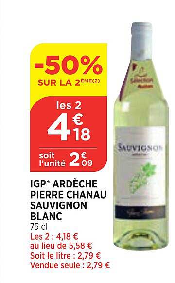 igp ardèche pierre chanau sauvignon blanc