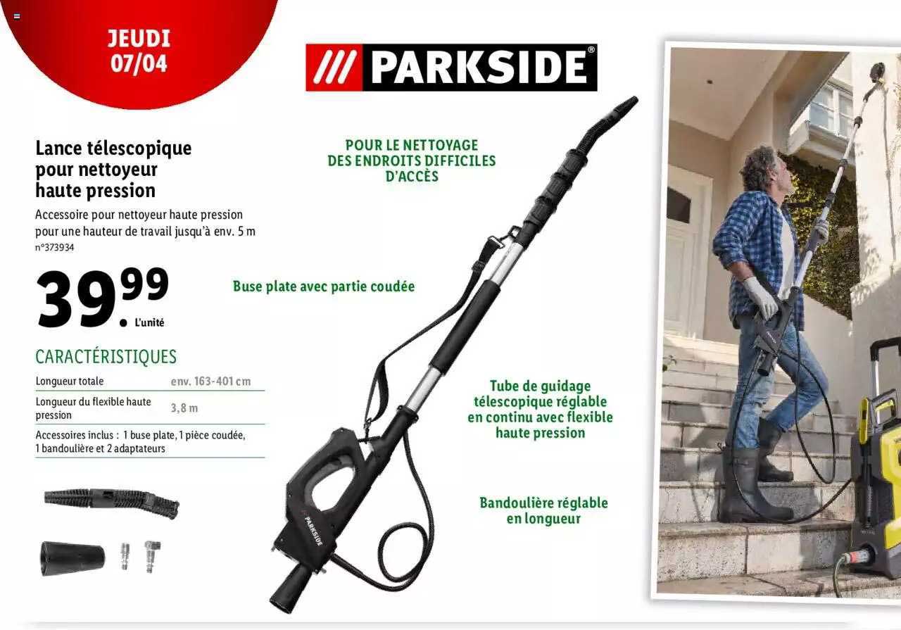 Lance Télescopique Pour Nettoyeur Haute Pression Parkside