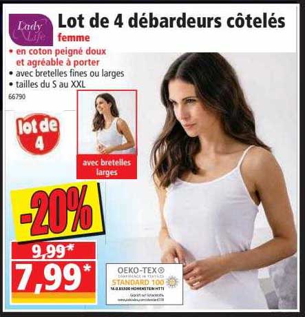 lot de 4 débardeurs côtelés femme