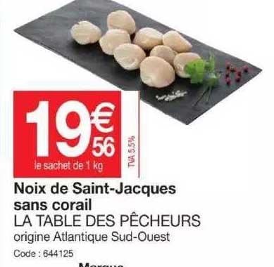 noix de saint-jacques sans corail la table des pêcheurs