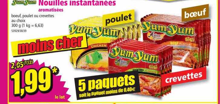 nouilles instantanées aromatisées yum yum