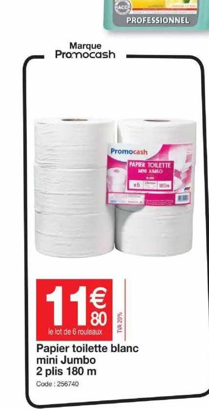 papier toilette blanc mini jumbo 2 plis 180 m