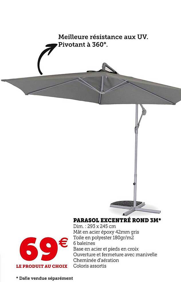 parasol excentré rond 3m
