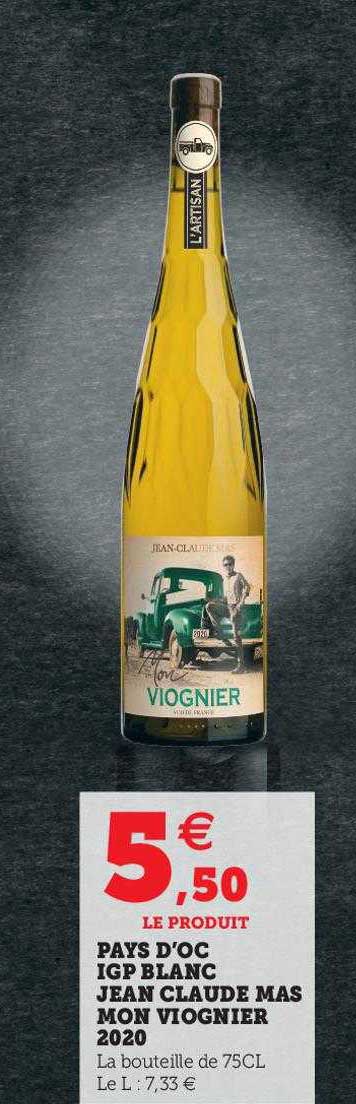 pays d'oc igp blanc jean claude mas mon viognier 2020