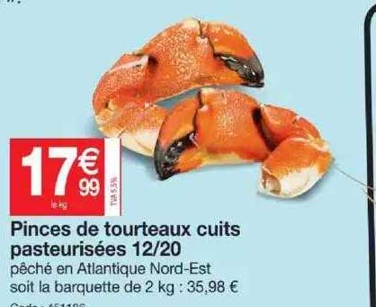 pinces de tourteaux cuits pasteurisées 12-20
