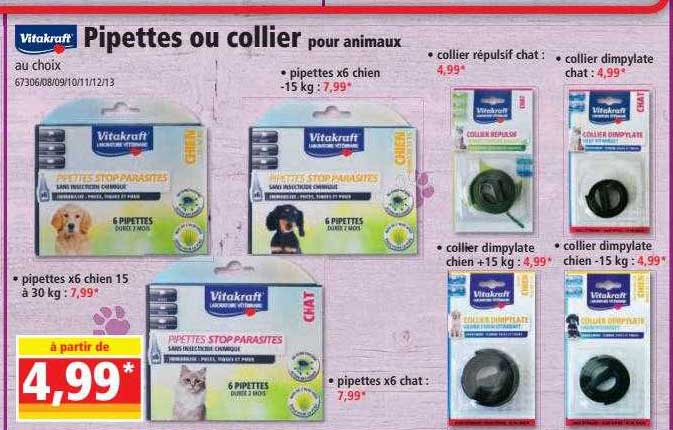 pipettes ou collier pour animaux vitakraft
