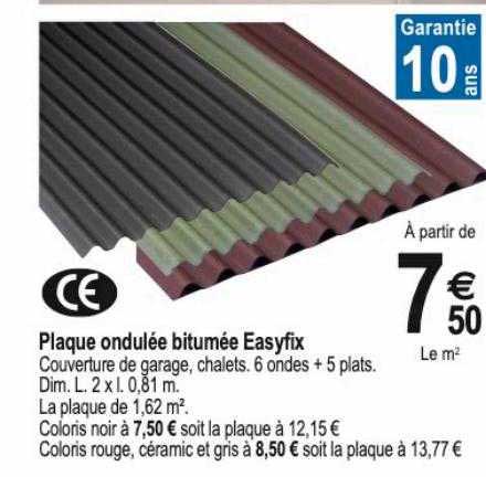 plaque ondulée bitumée easyfix