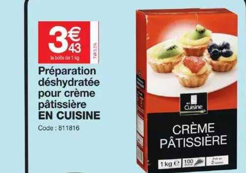 préparation déshydratée pour crème pâtissière en cuisine