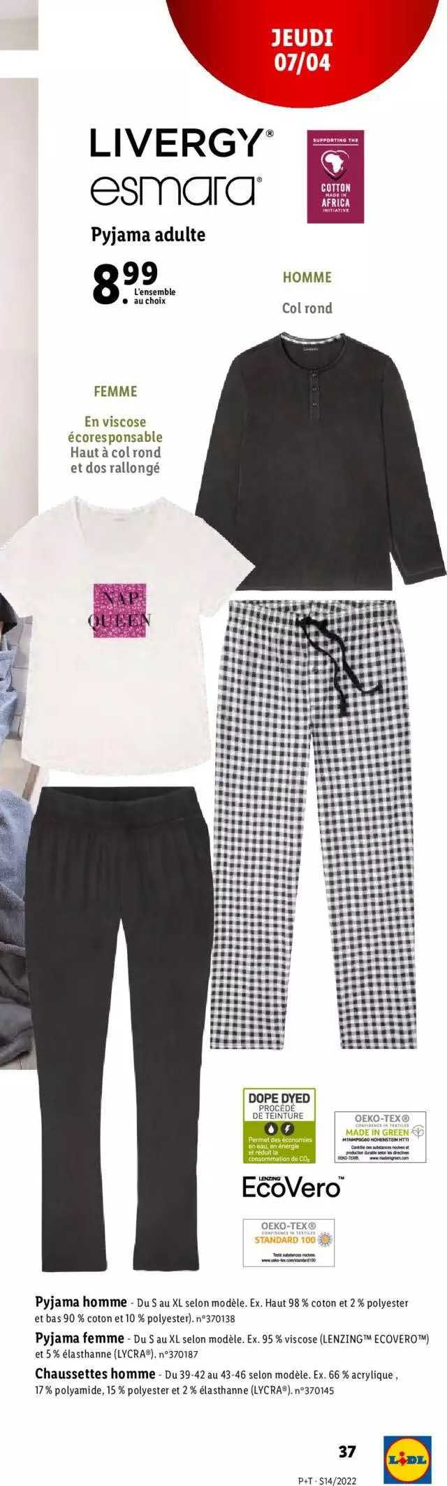 Pyjama Adulte Livergy Esmara