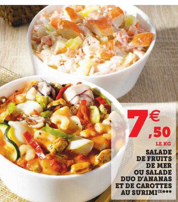 salade de fruits de mer ou salade duo d'ananas et de carottes au surimi