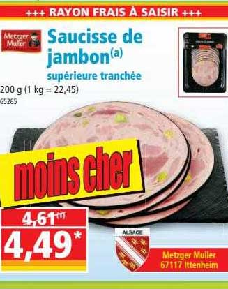 saucisse de jambon supérieur tranchée metzger müler