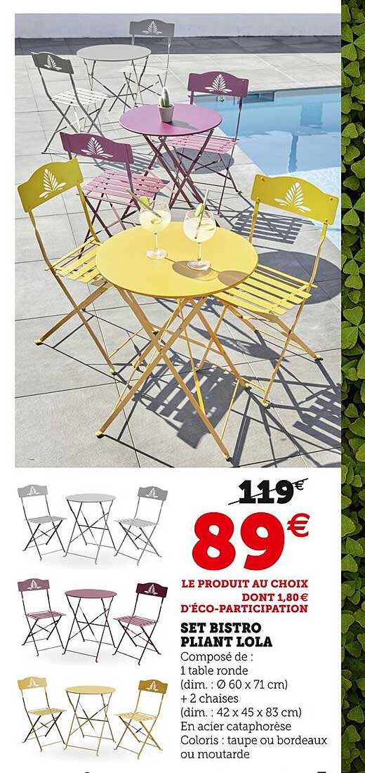 Set Bistro Pliant Lola