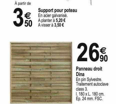 support pour poteau, panneau droit dina