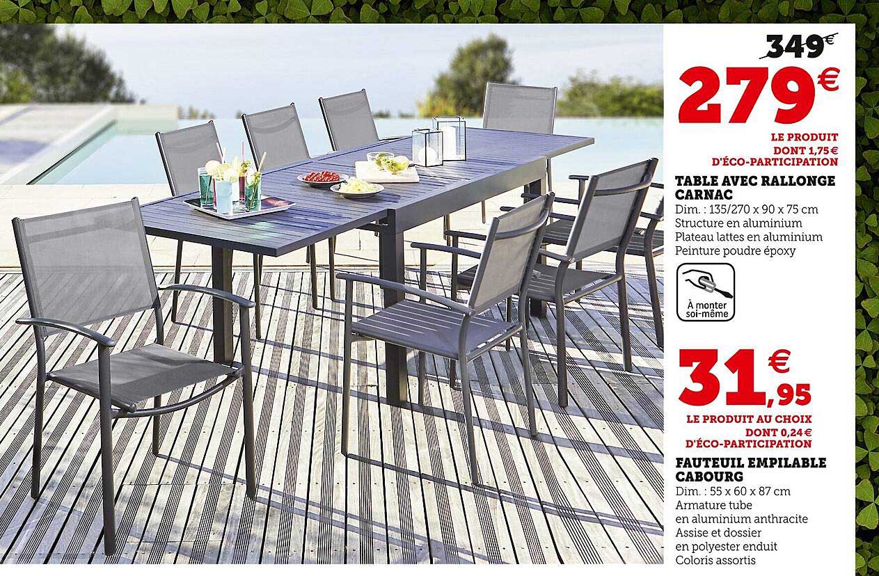 Table Avec Rallonge Carnac, Fauteuil Empilable Cabourg