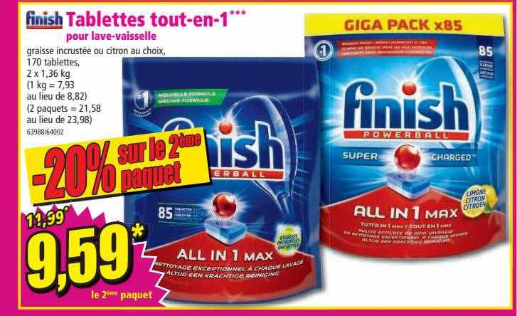 tablettes tout-en-1 pour lave-vaisselle finish