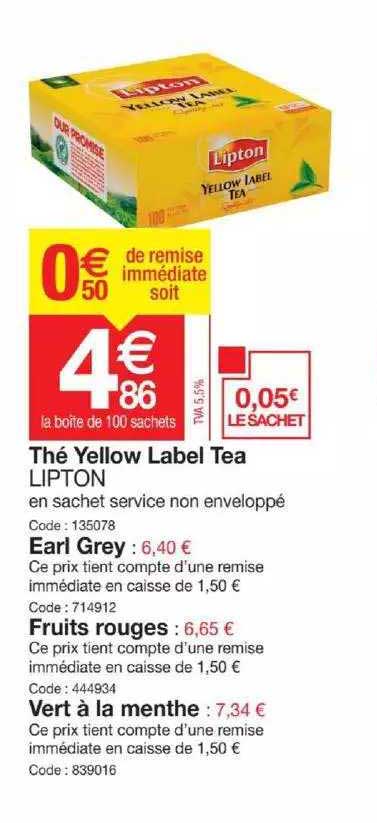 thé yellow label tea lipton