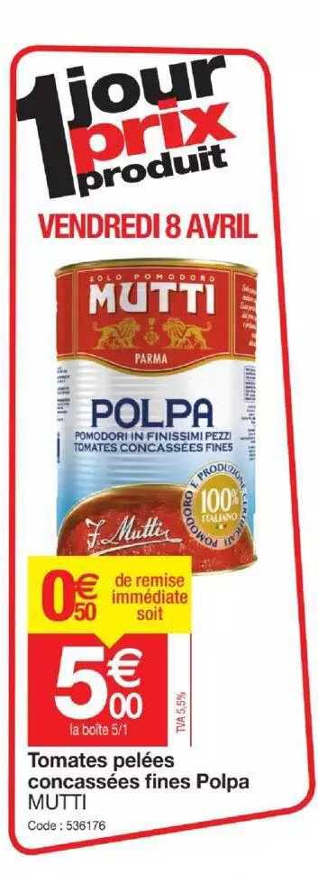 Tomates Pelées Concassées Fines Polpa Mutti