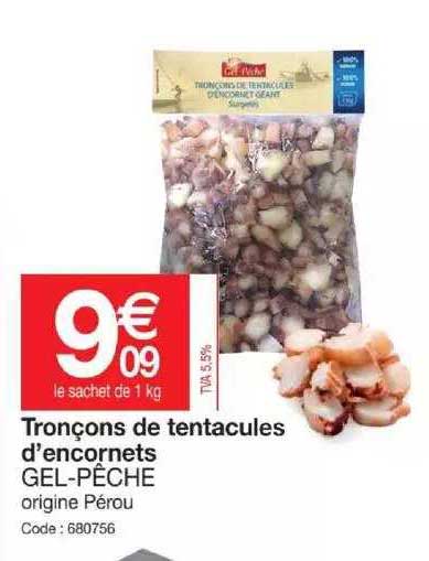 tronçons de tentacules d'encornets gel-pêche