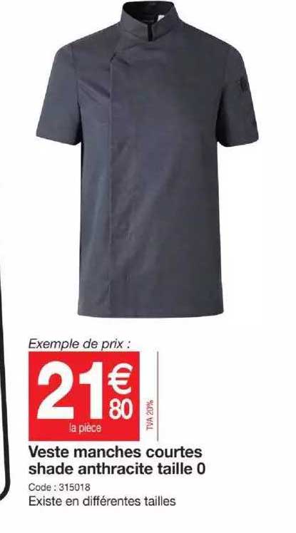 veste manches courtes shade anthracite taille 0