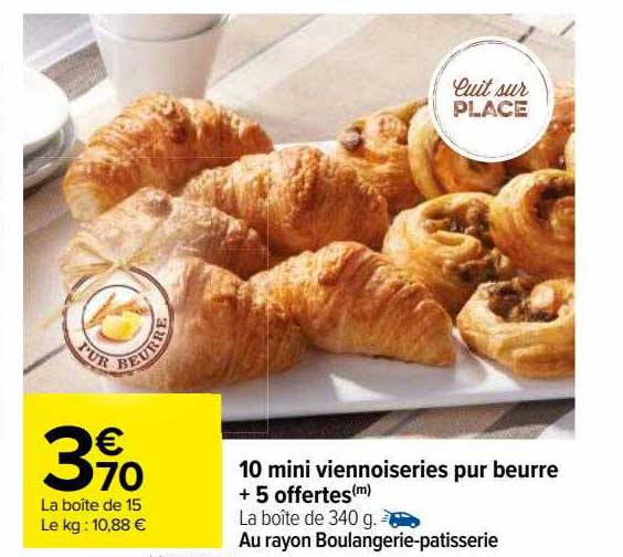 10 mini viennoiseries pur beurre + 5 offertes