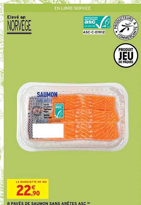 8 pavés de saumon sans arêtes asc