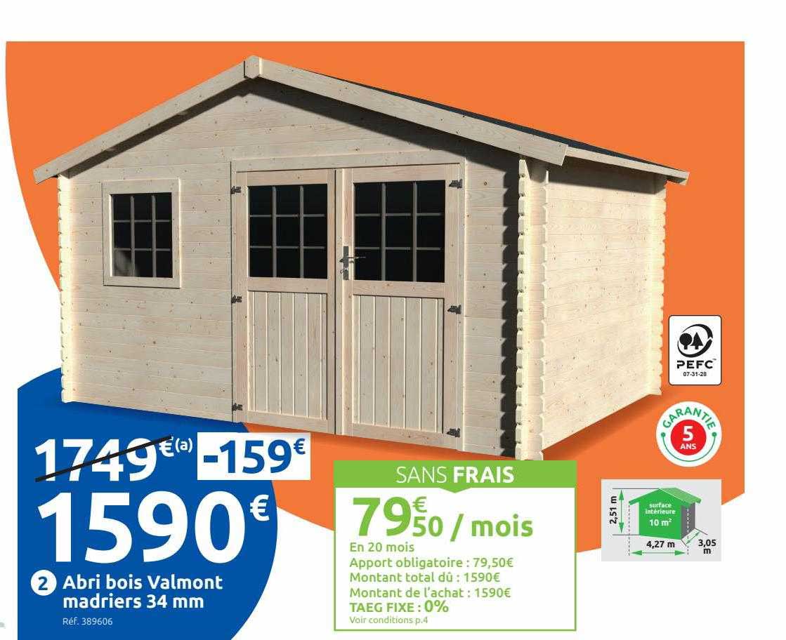 abri bois valmont madriers 34mm