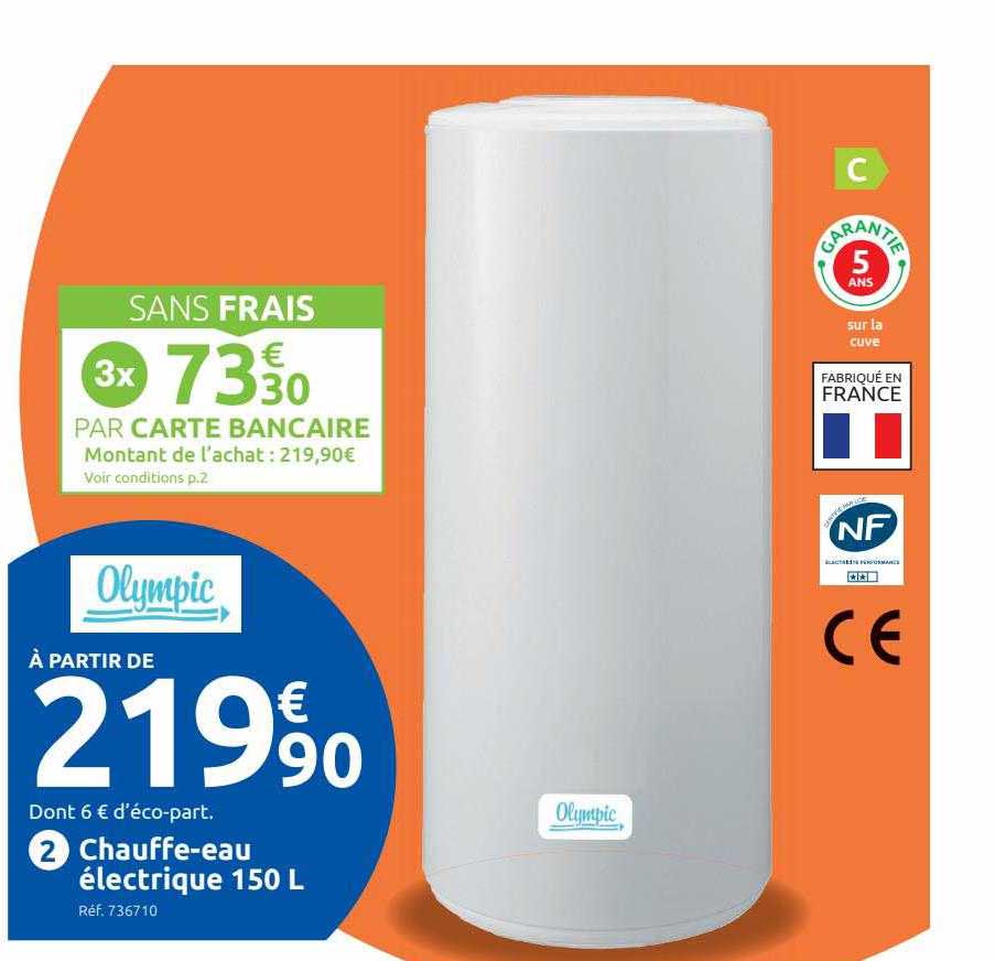 Chauffe-eau électrique 150l Olympic