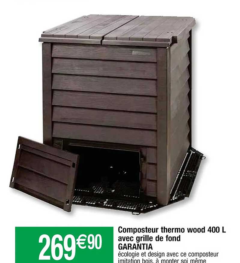 composteur thermo wood 400l avec grille de fond garantia