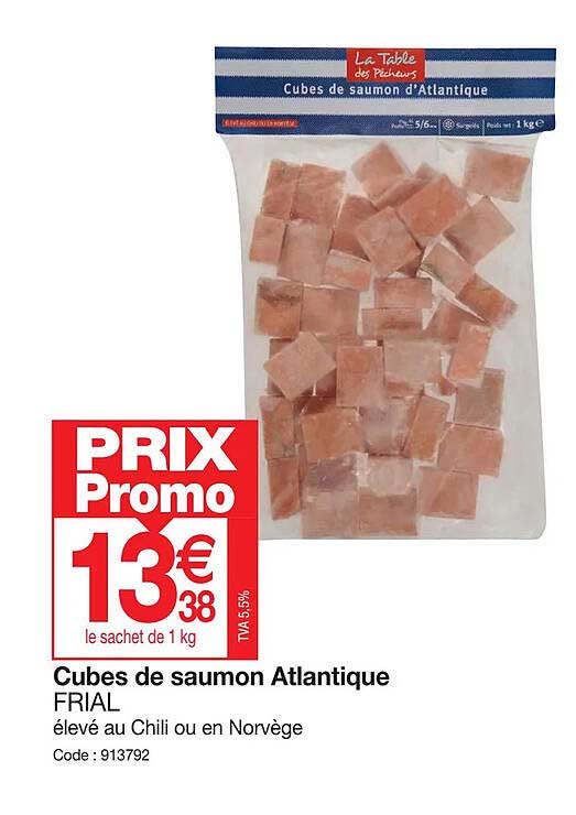 cubes de saumon atlantique frial