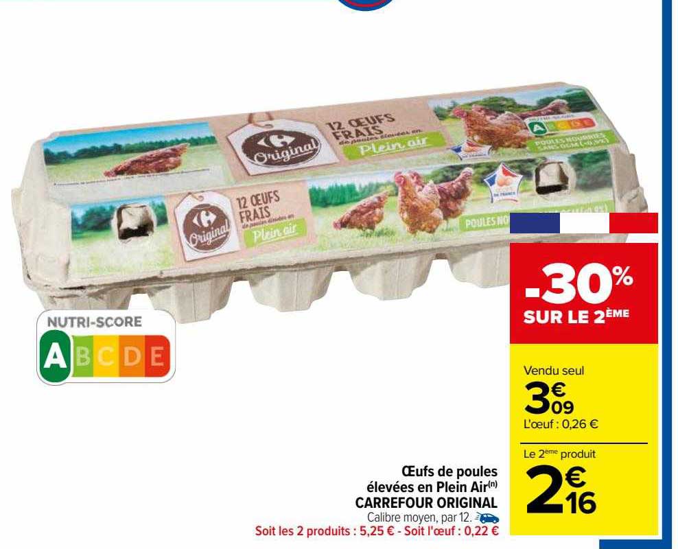 œufs de poules élevées en plein air carrefour original