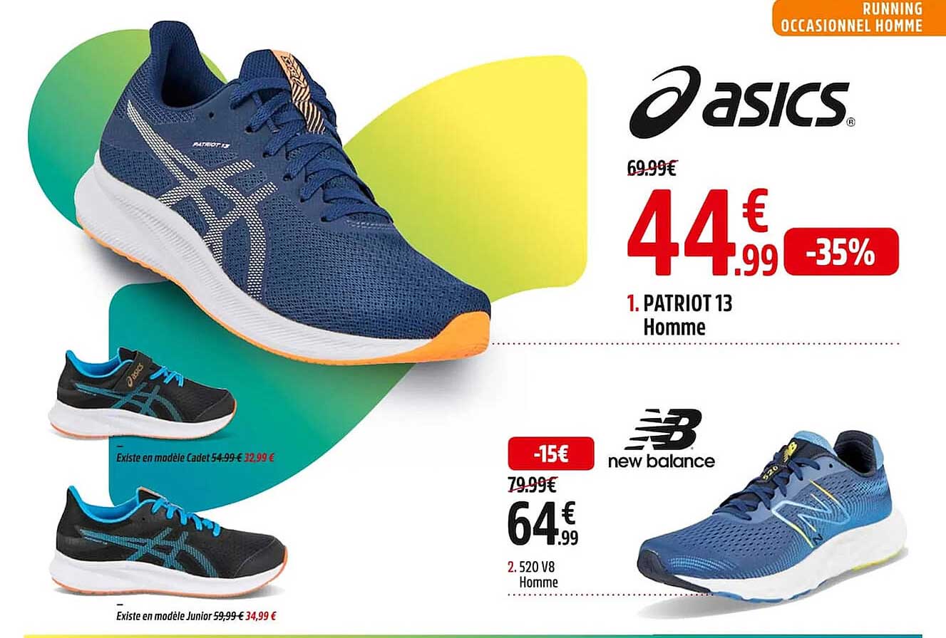 patriot 13 homme asics, 520 v8 homme new balance