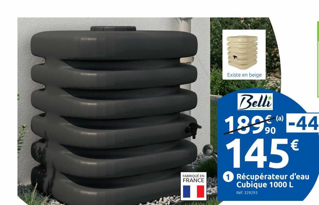 récupérateur d'eau cubique 1000l belli
