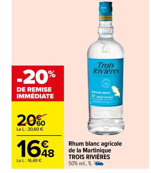 Rhum Blanc Agricole De La Martinique Trois Rivières