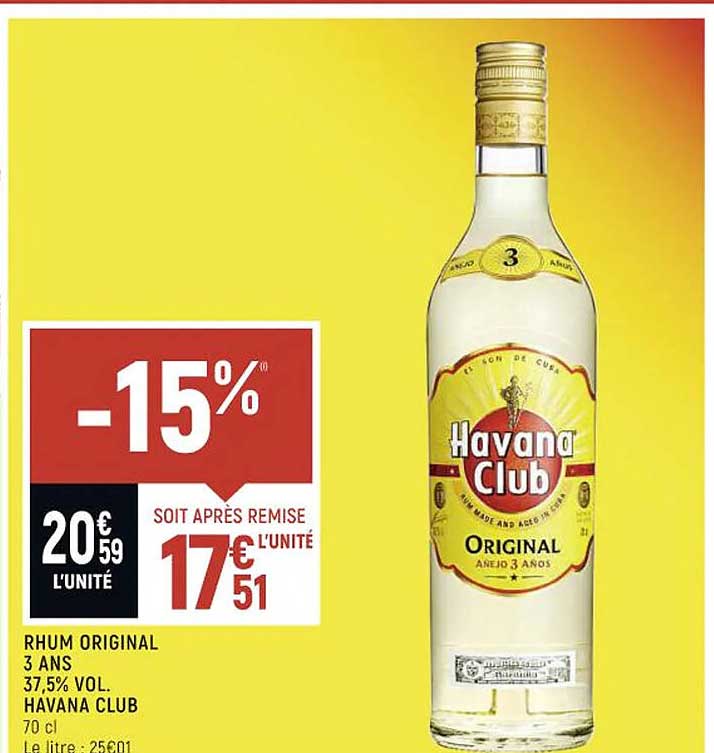 rhum original 3 ans 37,5% vol. havana club