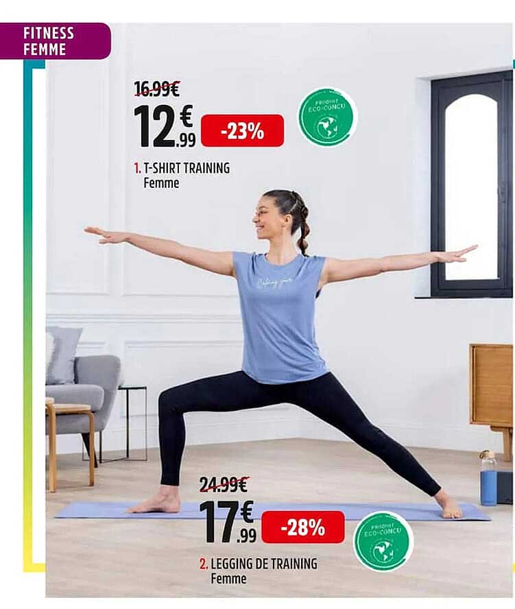 t-shirt training femme, legging de training femme