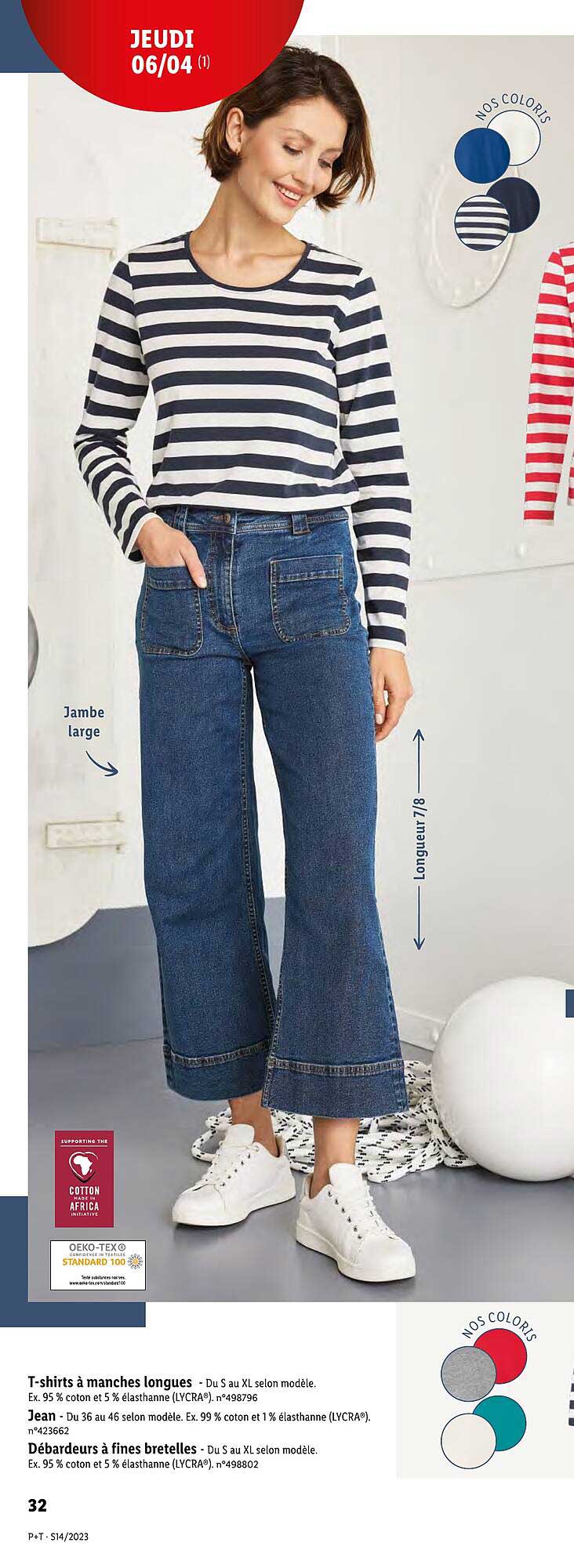 t-shirts à manches longues, jean, débardeurs à fines bretelles