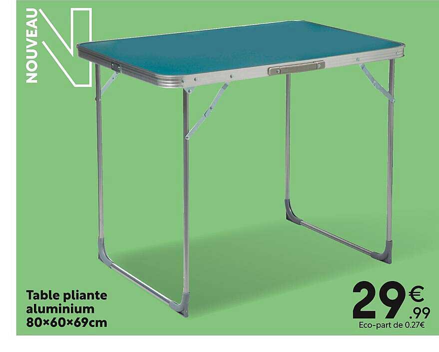 Table Pliante Aluminium 80 X 60 X 69 Cm