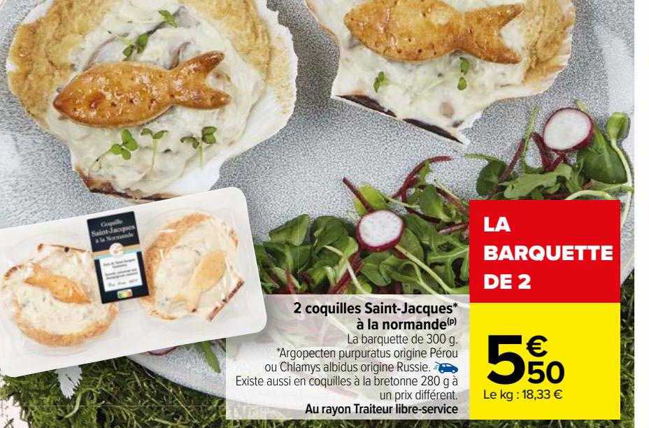 2 coquilles saint-jacques à la normande