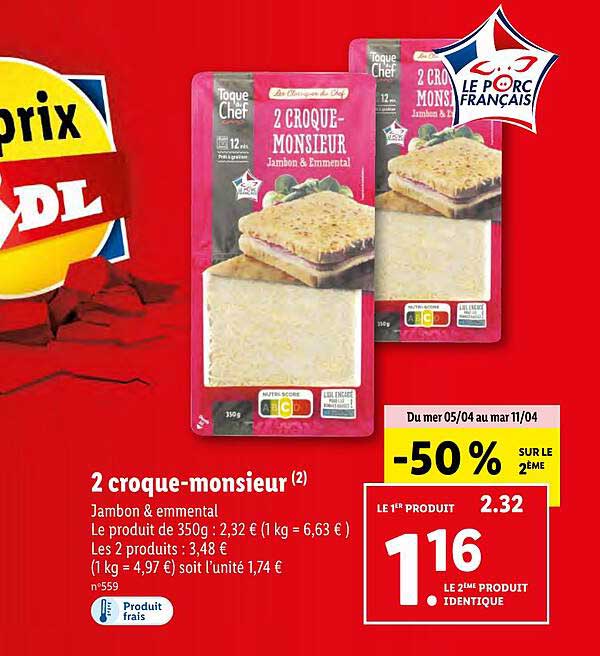 2 croque-monsieur toque du chef