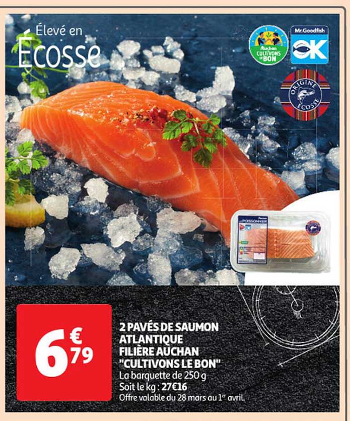2 pavés de saumon atlantique filière auchan "cultivons le bon"