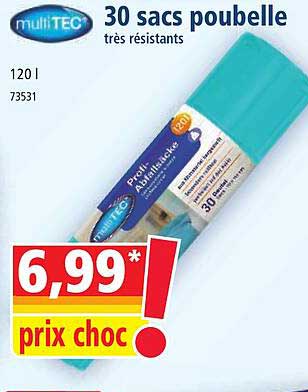 30 sacs poubelle très résistants multitec
