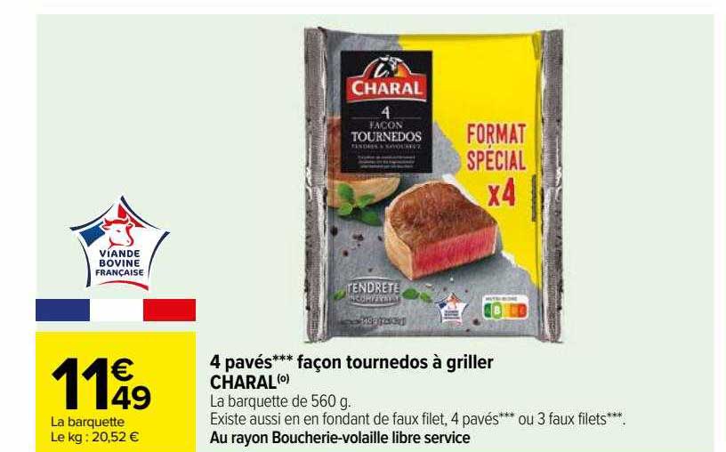 4 pavés façon tournedos à griller charal