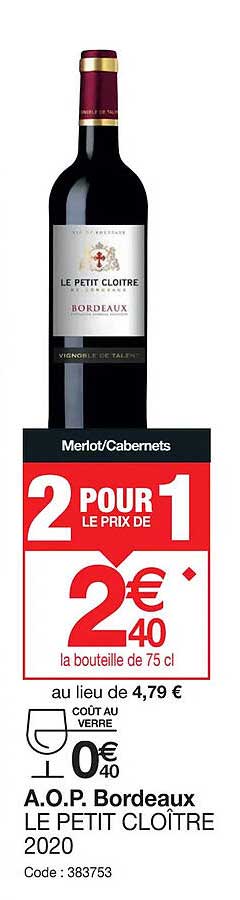 a.o.p. Bordeaux le petit cloître 2020
